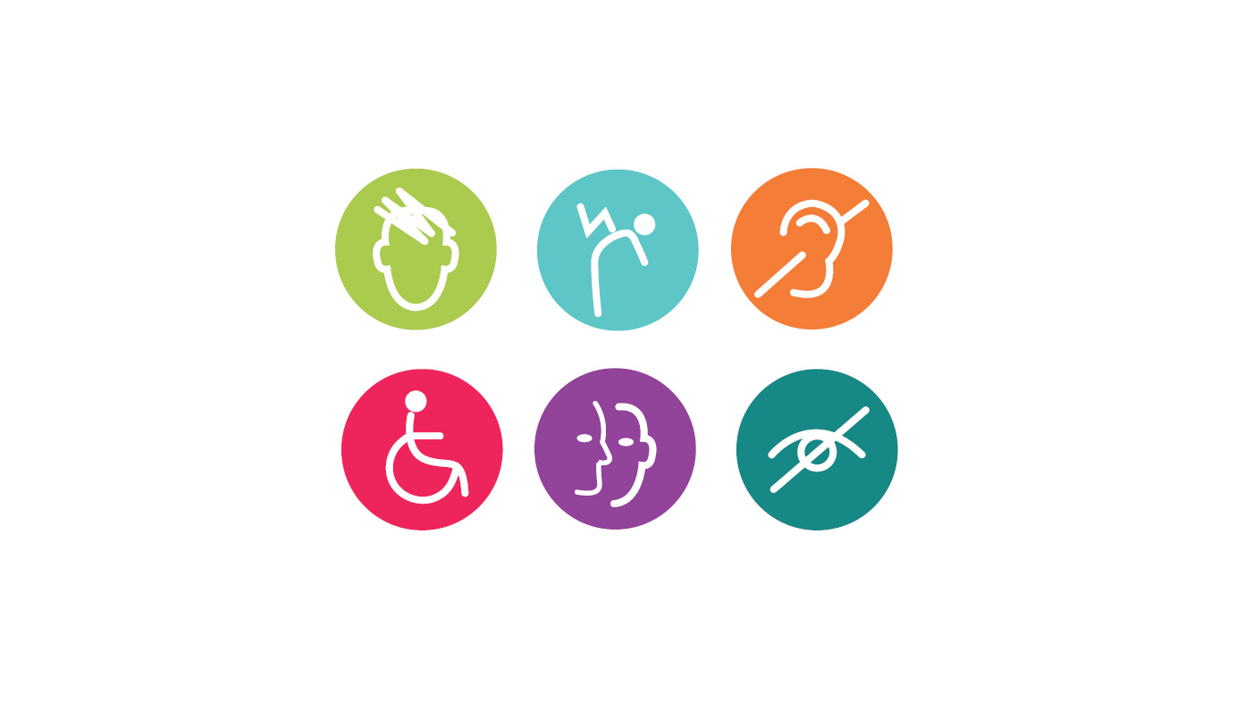 Pictogrammes représentant les différents types de handicap